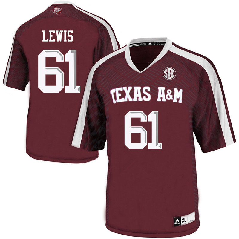 Men #61 Patrick Lewis Texas A&M Aggies College Football Jerseys-Maroon